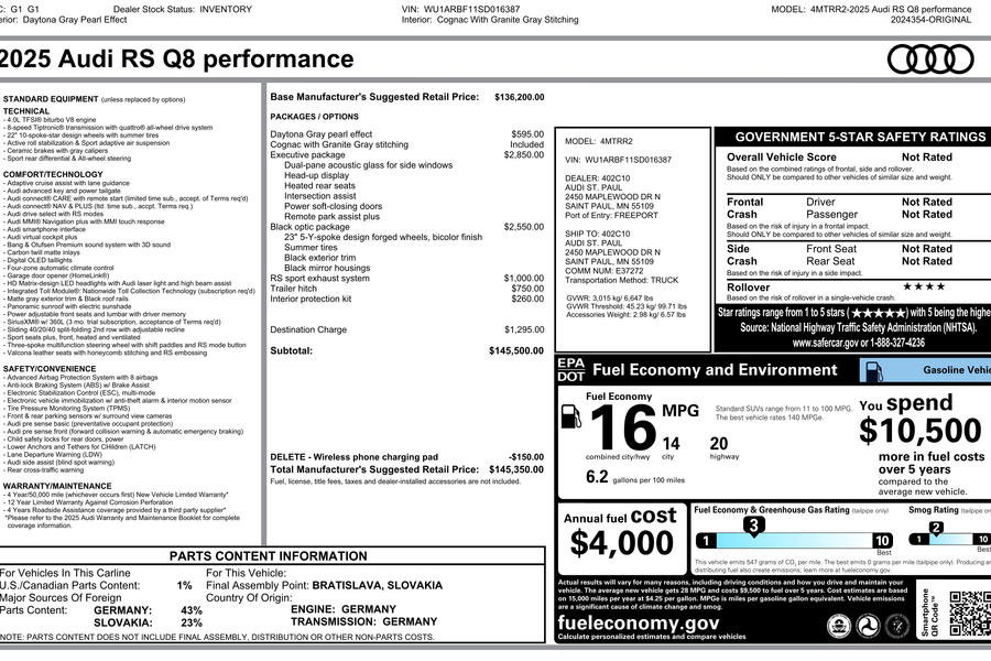 2025 Audi RS Q8 performance 4.0T quattro for sale